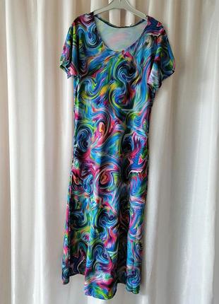 Літня довга сукня з невагомої тканини, що струмує, supersoft розмір універсальний 48 52 різнокольоро