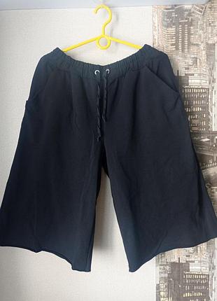 Шорти трикотажні, подовжені бермуди з двонитки, колір чорний, розмір 50-52