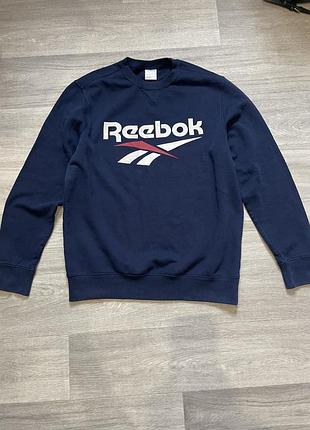Тепла кофта чоловіча з надписом reebok темно синя