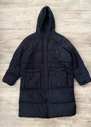 Обʼємний пуховик пальто на синтепоні з кишенями studio outerwear