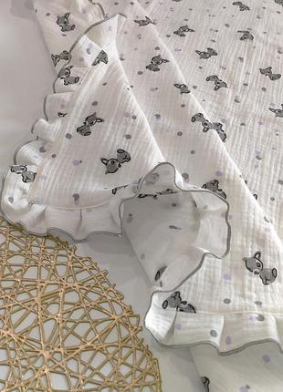 Нежные муслиновые пледики с рюшей, для новорожденных, размеры запуск6579)