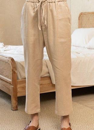 Брюки штани з льону лляні zara mango