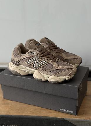 Женские кроссовки new balance 9060 brown premium коричневые люкс, без потертостей