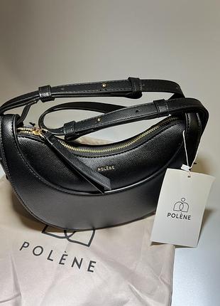 Жіноча сумка polene , чорна шкіряна сумка polene