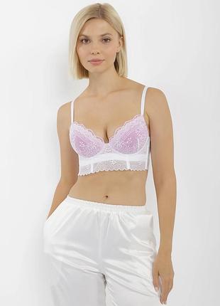 Бюстгальтер sambario бюстье бело-розовый с пуш ап р. 80а