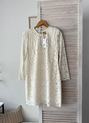 Плаття мереживне кольору айворі h&m