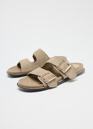 Замшевые шлепанцы zara