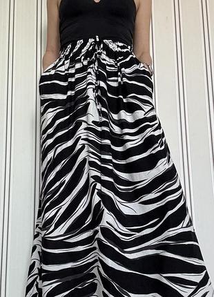 H&m довга пишна спідниця віскоза + льон