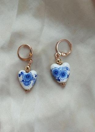 Элегантные и нежные серьги -подвески с голубыми цветами 🌸