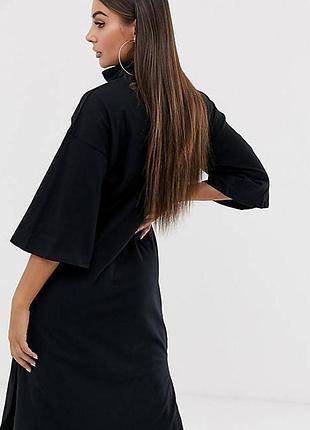 Распродажа платье asos миди натуральное с разрезами и высоким воротником6 фото