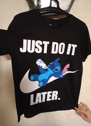 Футболка (хлопок) с принтом стич,размеры s,m,l,xl