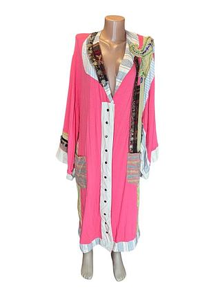 Бохо-халат / дизайнерська накидка у стилі етно-арт з декоративними елементами caraclan