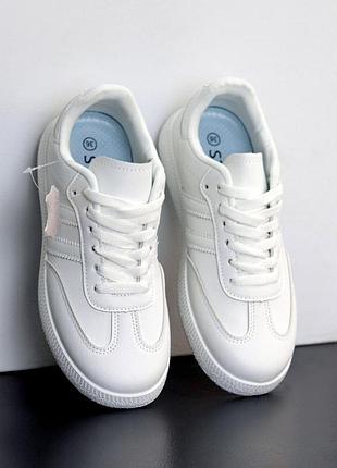Кеды кожаные, белый и серый, 36-41