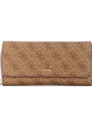 Кошелек гаманець коричневий великий з монограмою guess та картхолдером оригінал