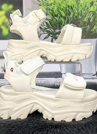 Босоножки подростковые для девочки jong golf белые на платформе 5775