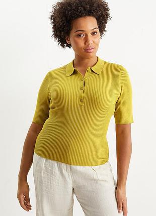 💋 жіноче оливкове поло в рубчик | c&a