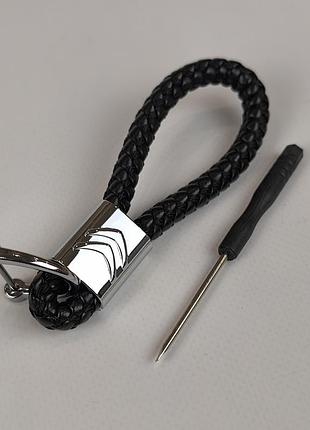 Брелок для ключів авто citroen з якісної плетеної екошкіри з лого ситроен 29196