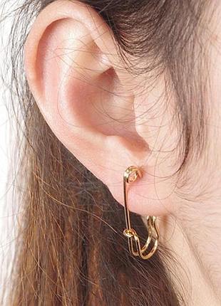 Сережки англійські булавки золотисті | мінімалістичний дизайн шпильки