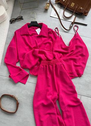 3в1🔥 стильний костюм трійка майка + сорочка+ брюки