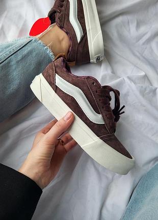 Жіночі кеди кросівки vans knu skool brown white