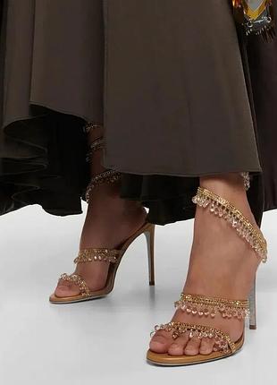 Туфли босоножки с кристаллами блестящие змея золотые черные белые новые с упаковкой