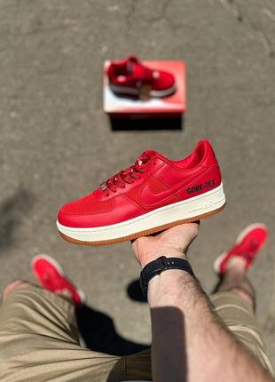 Кожаные мужские кеды nike pack air force красного цвета