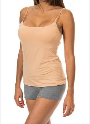 Натуральна бавовняна жіноча майка на тонкий бретелях