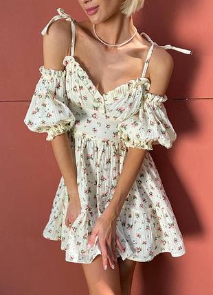 Платье в принт из муслина хлопок на бретелях