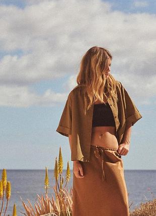 Рубашка карамельная с карманом zara