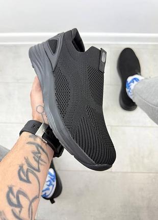 Чоловічі літні кросівки без шнурків sg-x free run black, легкі чорні текстильні кросівки