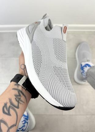 Мужские летние кроссовки без шнурков sg-x free run gray, легкие серые текстильные кроссовки