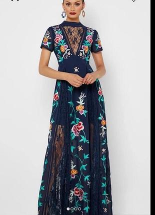 Праздничное, нарядное платье в пол с вышивкой frock and frill