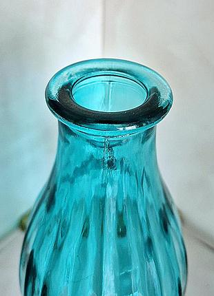 Ваза бирюза винтажная цветное стекло винтаж