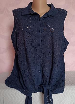 Женская блуза из хлопка и прошвы