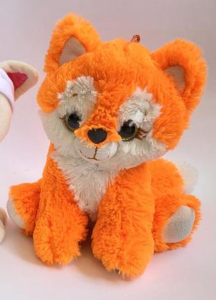 🦊 мягкая игрушка лиса рыжий лисёнок оранжевая лисица плюшевая пушистая лисичка с блестящими глазами