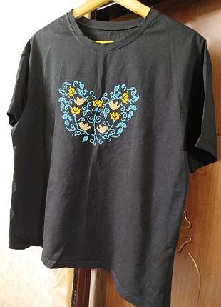 Футболка женская с вышивкой, р.л-хл