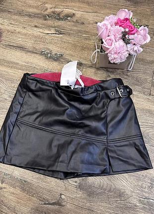 Кожаная юбка шорты bershka новая классическая