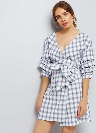 Платье рубашка на запах в клетку платья в клетку