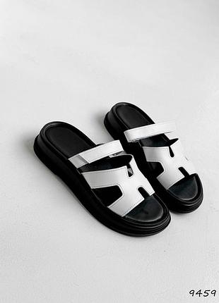 Шльопки жіночі erika білі, натуральна шкіра