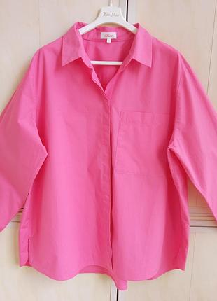 Рожева бавовняна сорочка оверсайз розовая хлопковая рубашка