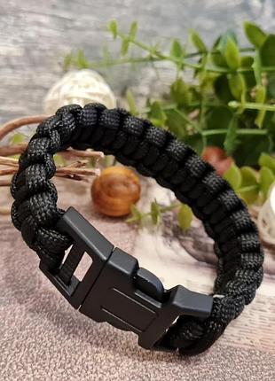 🔺🏕🧗‍♂️мужской браслет выживания паракорд черный