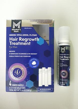 Member’s mark minoxidil 5% foam (пена) - стимуляция роста волос и бороды, придает густоту