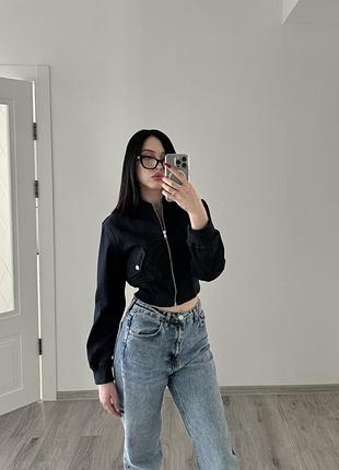 Вкорочений джинсовий бомбер, жакет topshop