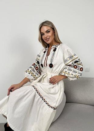 Платье вышиванка женская с поясом