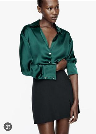 Сатиновая рубашка в изумрудном цвете от zara 🔥