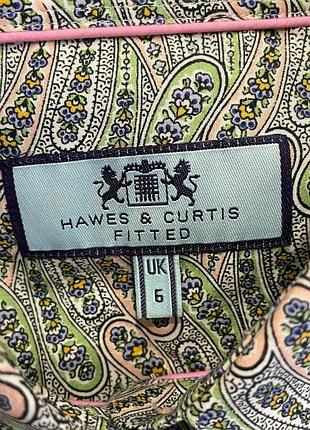 Hawes & curtis зелено-розовая хлопковая стрейчевая рубашка из пейсли9 фото