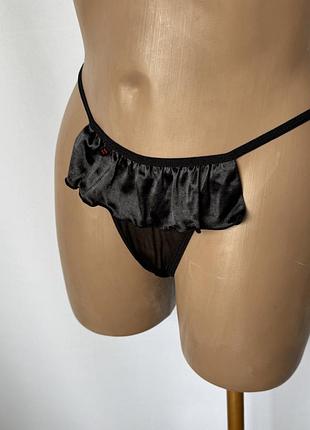 Obsessive lingerie черные стринги сетка с рюшами трусики
