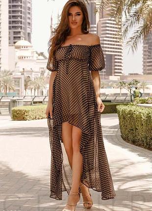 Gepur. шифонова сукня в горошок