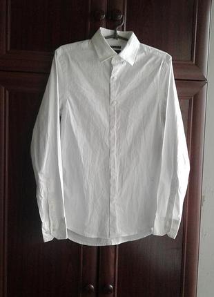 Біла приталена сорочка g-star raw super slim fit, розмір s, бавовна, нюанс