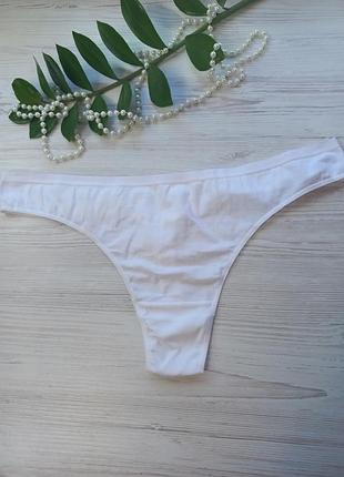 Трусики стринги белые из хлопка от британского бренда marks &amp; spencer размер 24💝